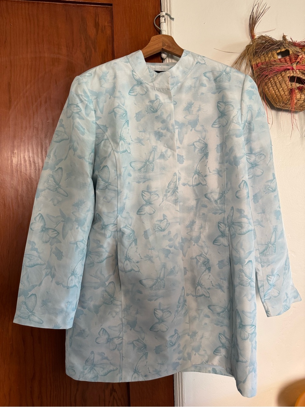 100% Silk Butterfly Print Women's Coat